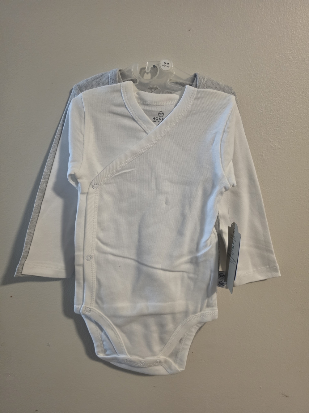Honest Baby Clothing 100% Organic White & Gray Baby Wrap Bodysuit